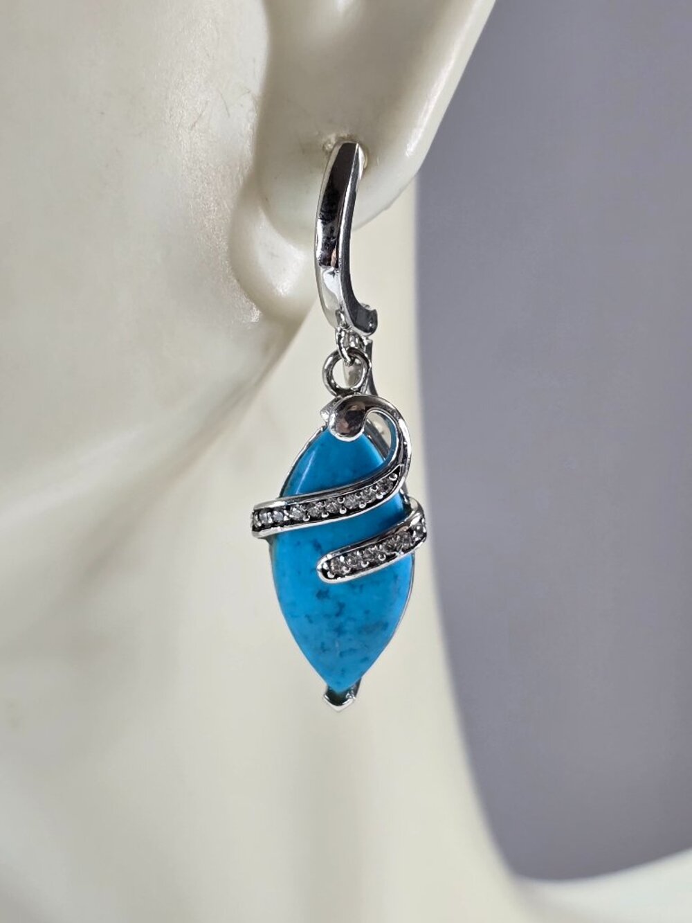 Womens Vintage Estate Sterling Silver Modernist Turquoise Earrings 6.4g E3293